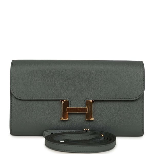 Hermes Constance Wallet To Go Vert Amande Evercolor Gold Hardware