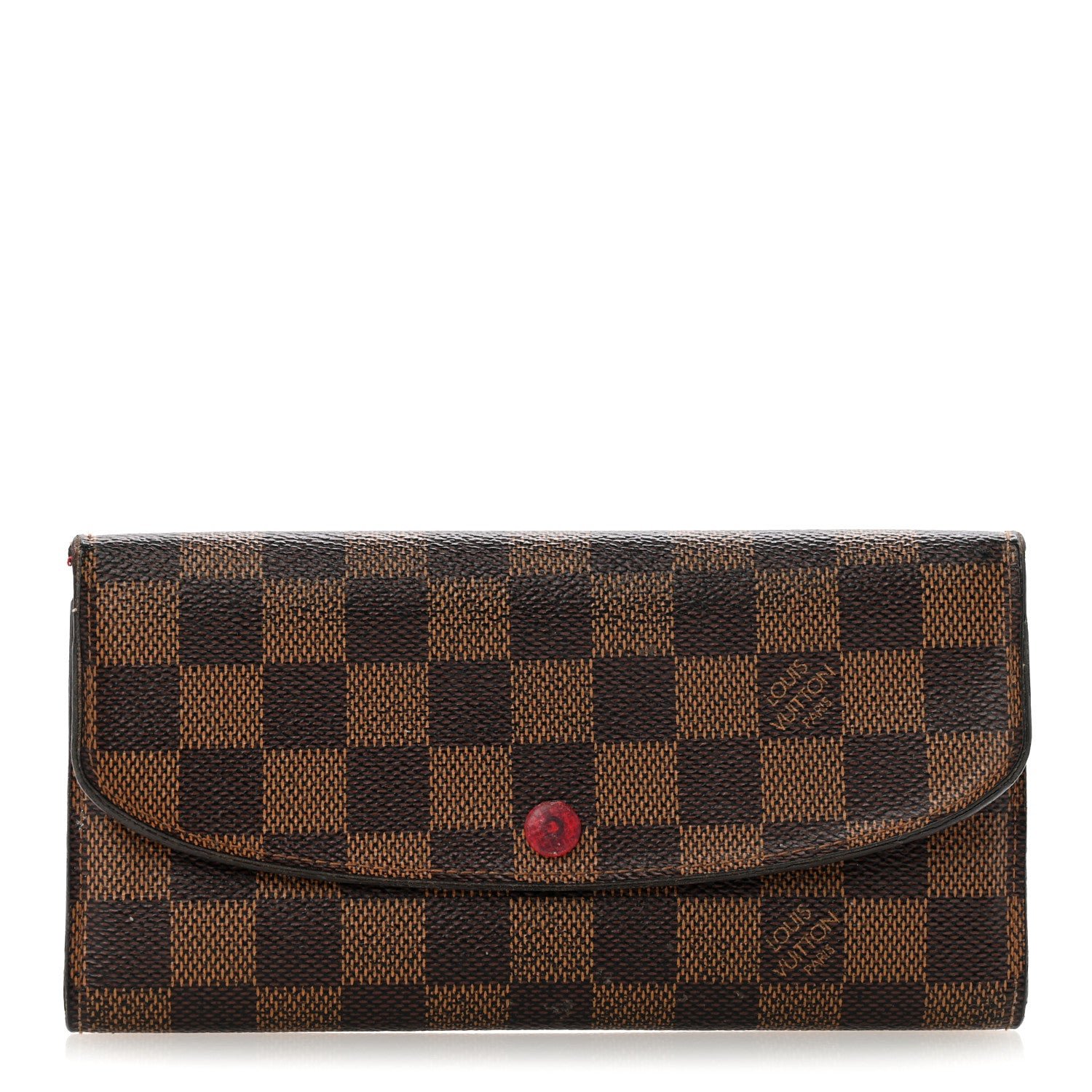 Louis Vuitton Damier Ebene Emilie Wallet Red