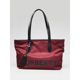 Burberry Burberry Burgundy/Black Eco Nylon Small Tote Bag