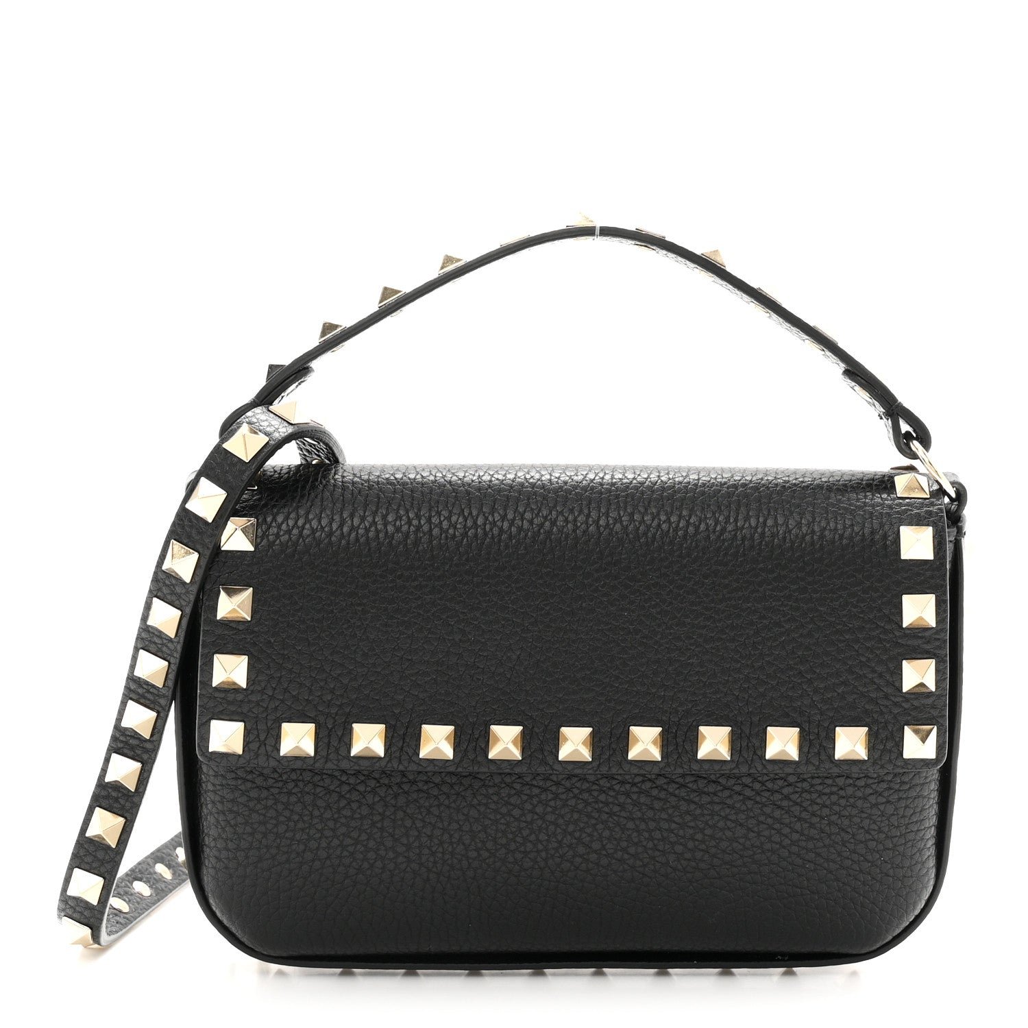 Valentino Garavani Grainy Calfskin Rockstud Crossbody Pouch Black