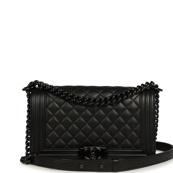 Pre-owned Chanel Medium Boy Bag So Black Caviar Black Hardware