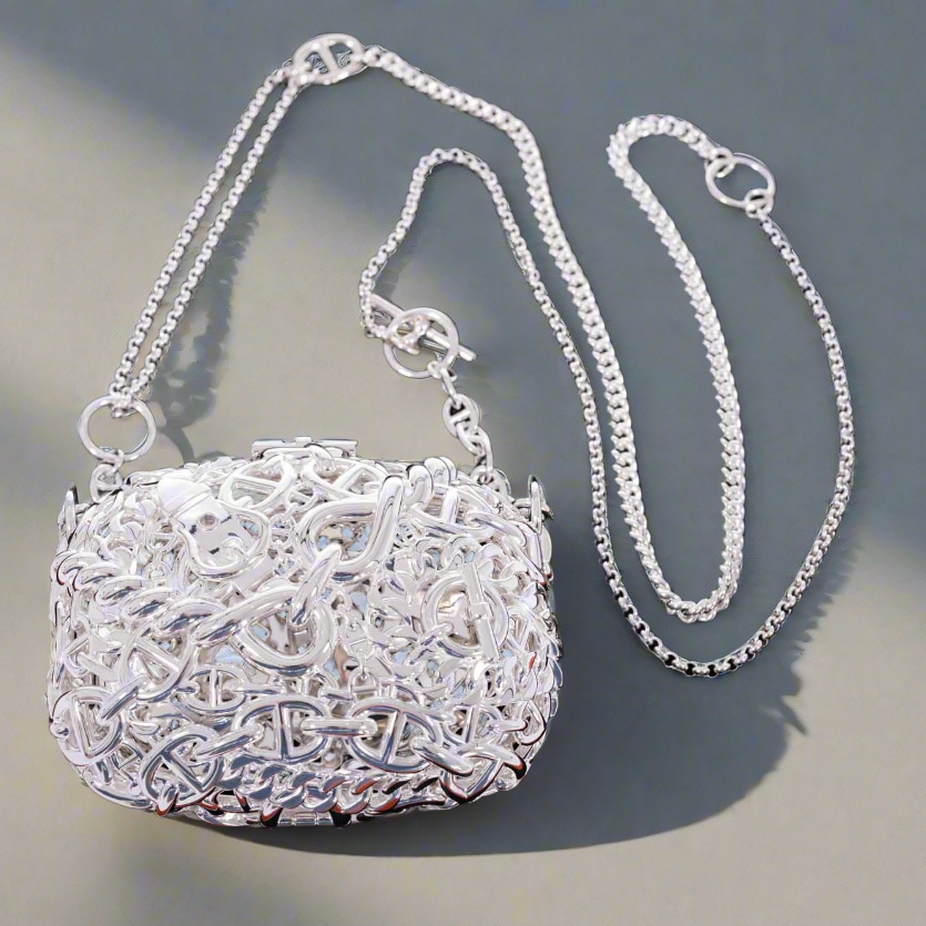Hermes Hermès Sac Bijou Chaîne d’Ancre Sterling Silver Minaudière