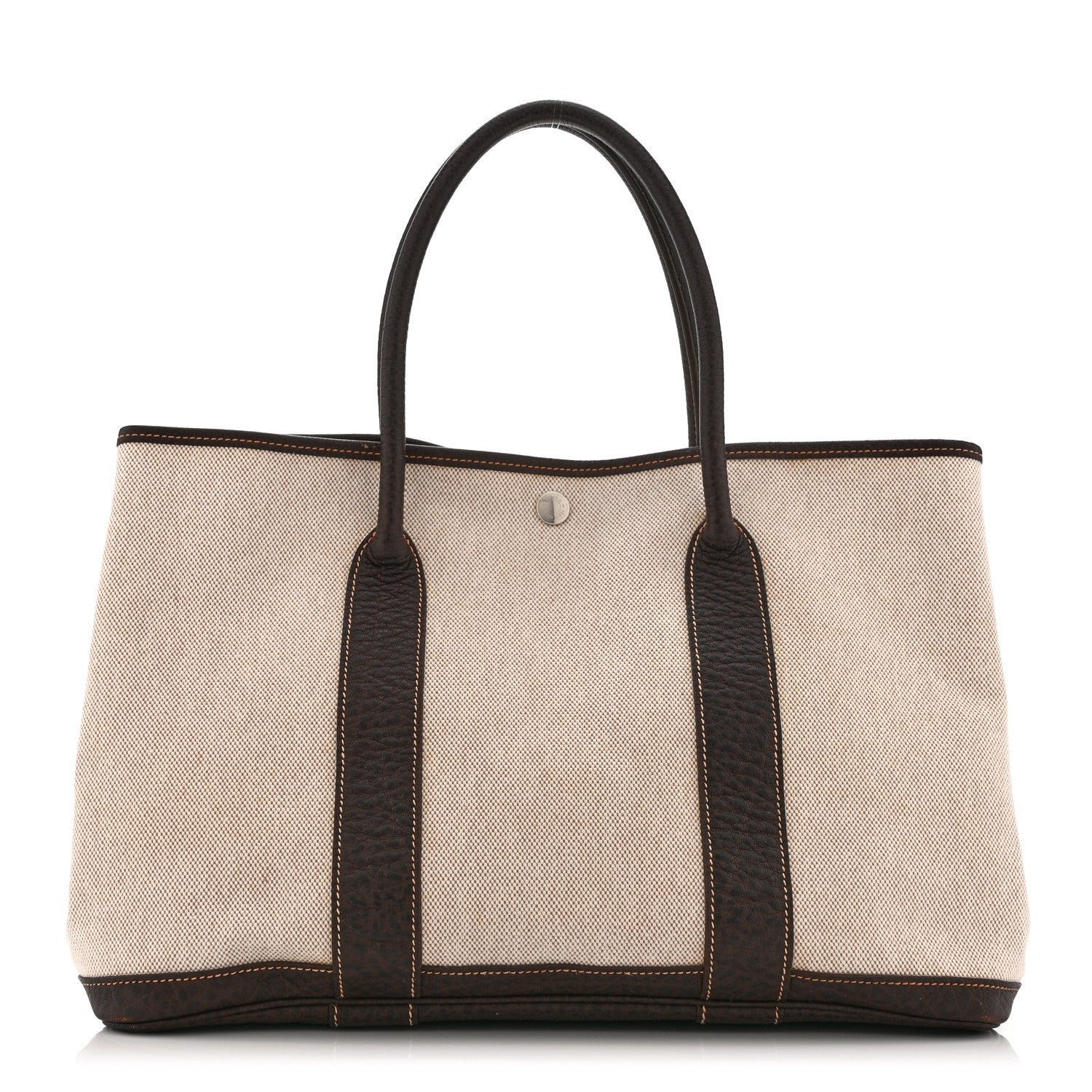 Hermes Buffle Skipper Toile Garden Party 36 MM Tote Marron Fonce