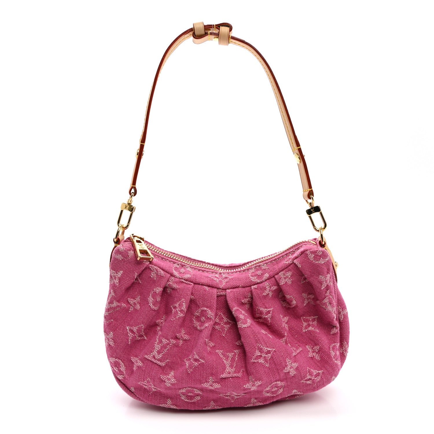 Louis Vuitton Monogram Denim Pochette Valley Fuchsia