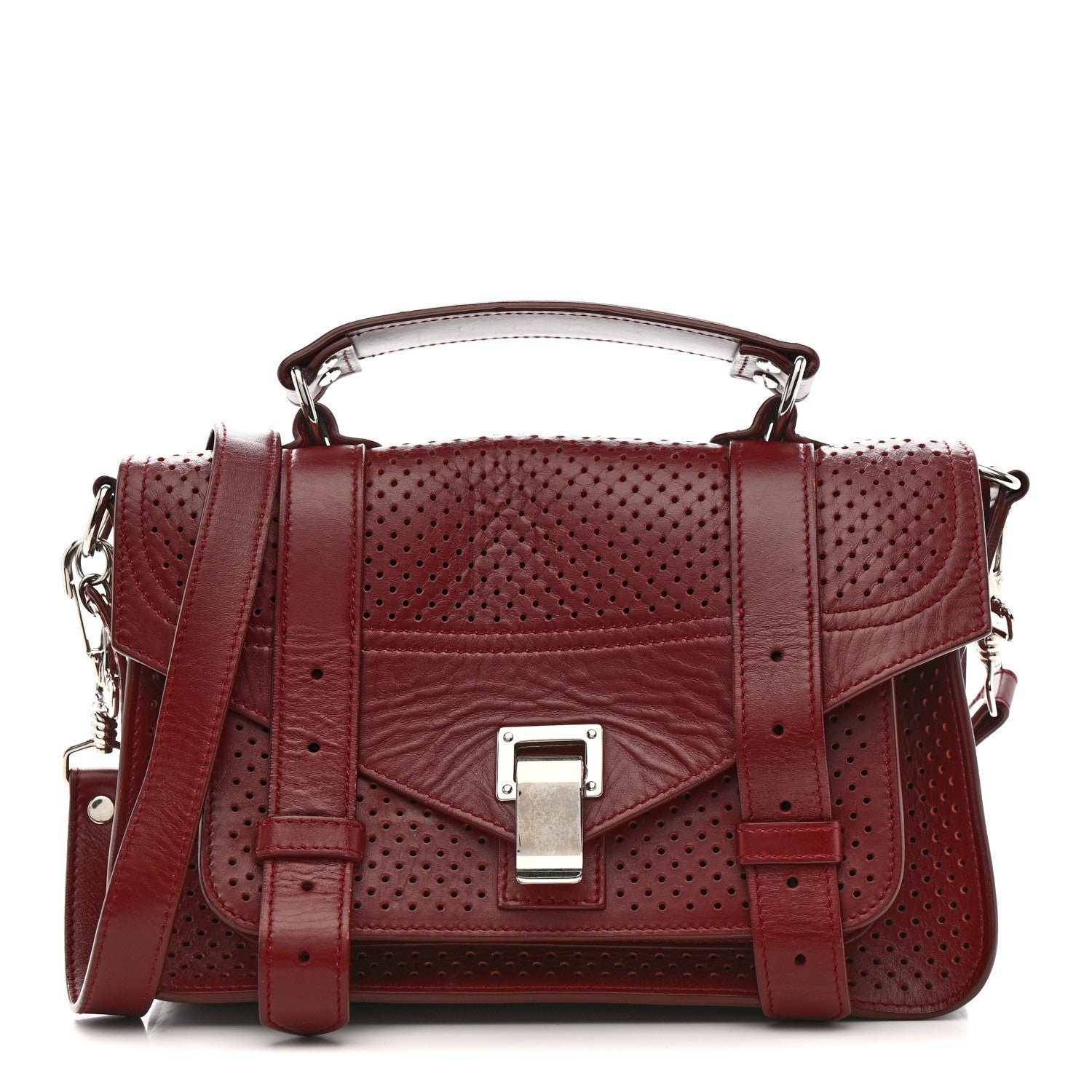 Proenza Schouler Proenza Schouler Lambskin Perforated Tiny PS1 Satchel Burgundy
