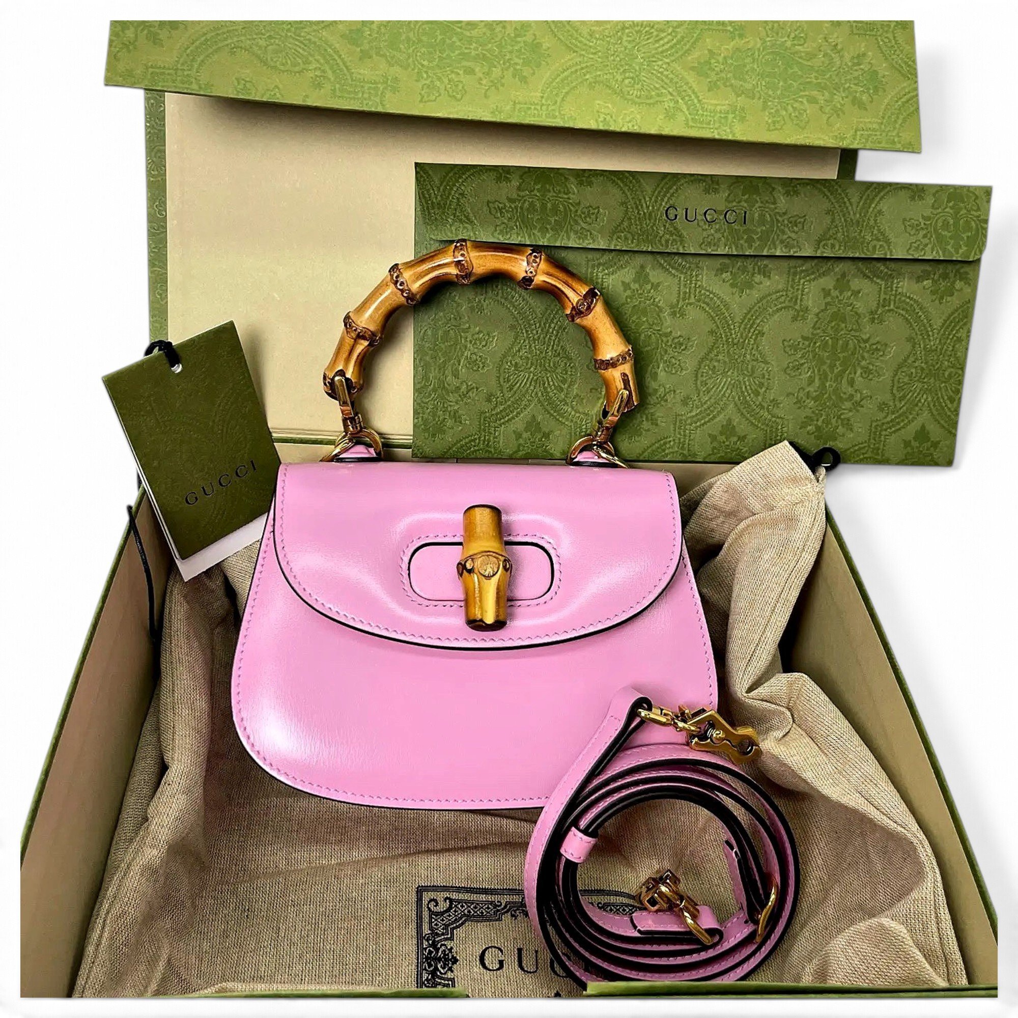 Convertible Bamboo Top Handle leather crossbody bag