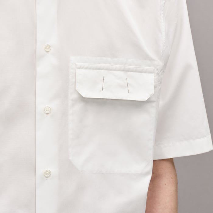 Blanc Shirt With Leather Detail