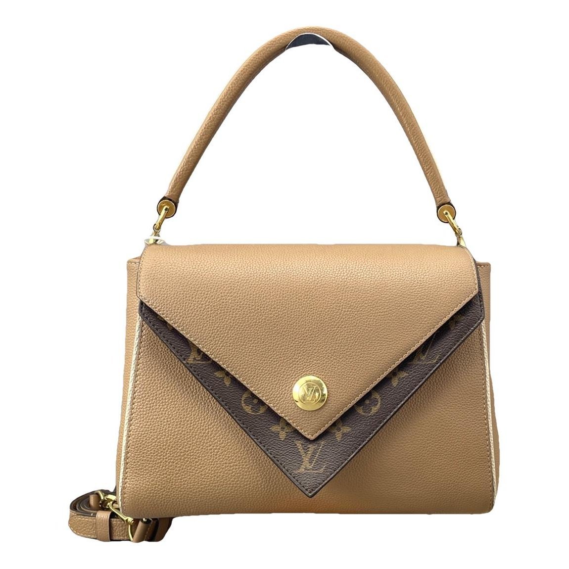 Double V leather handbag