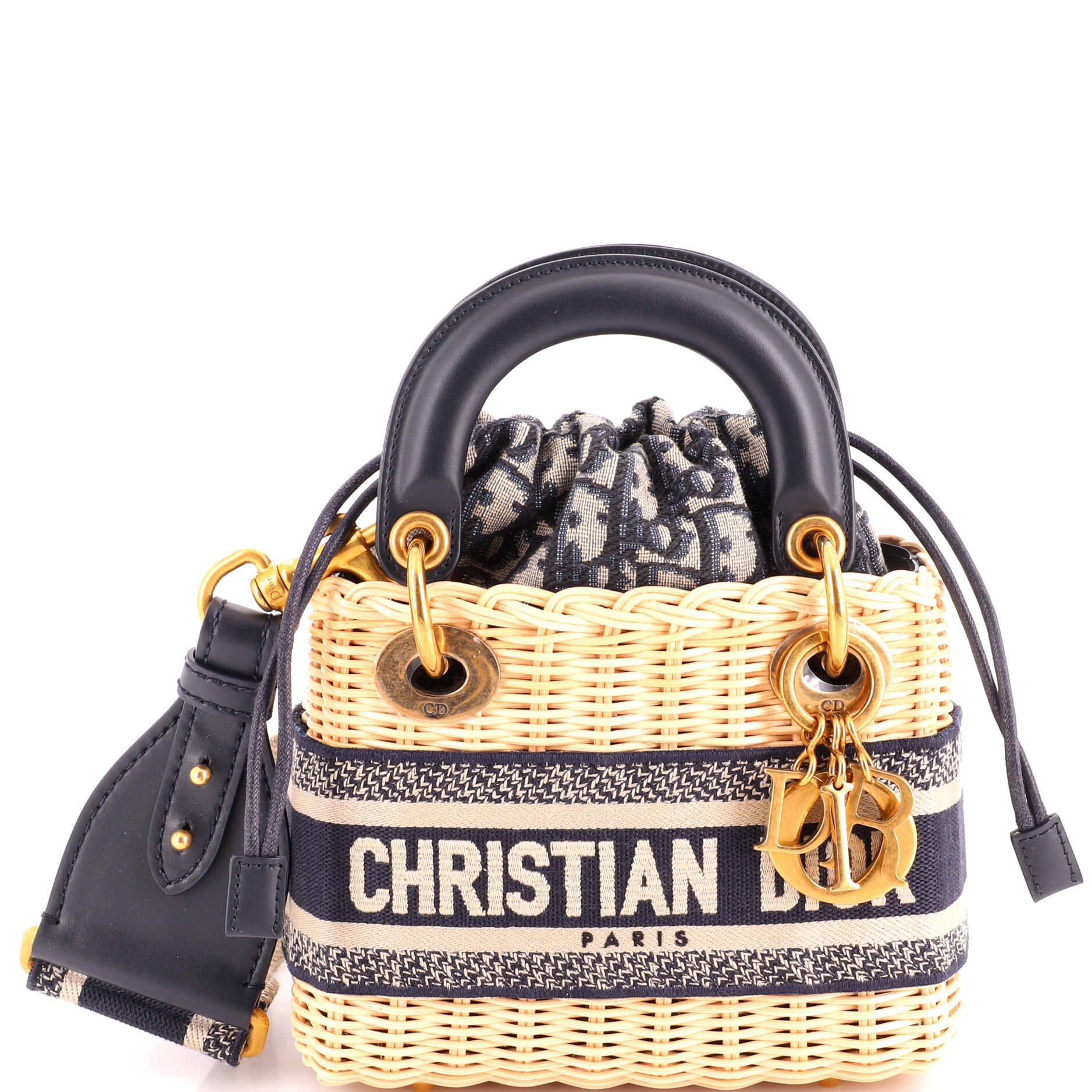 Lady Dior Bag Wicker and Oblique Canvas Mini