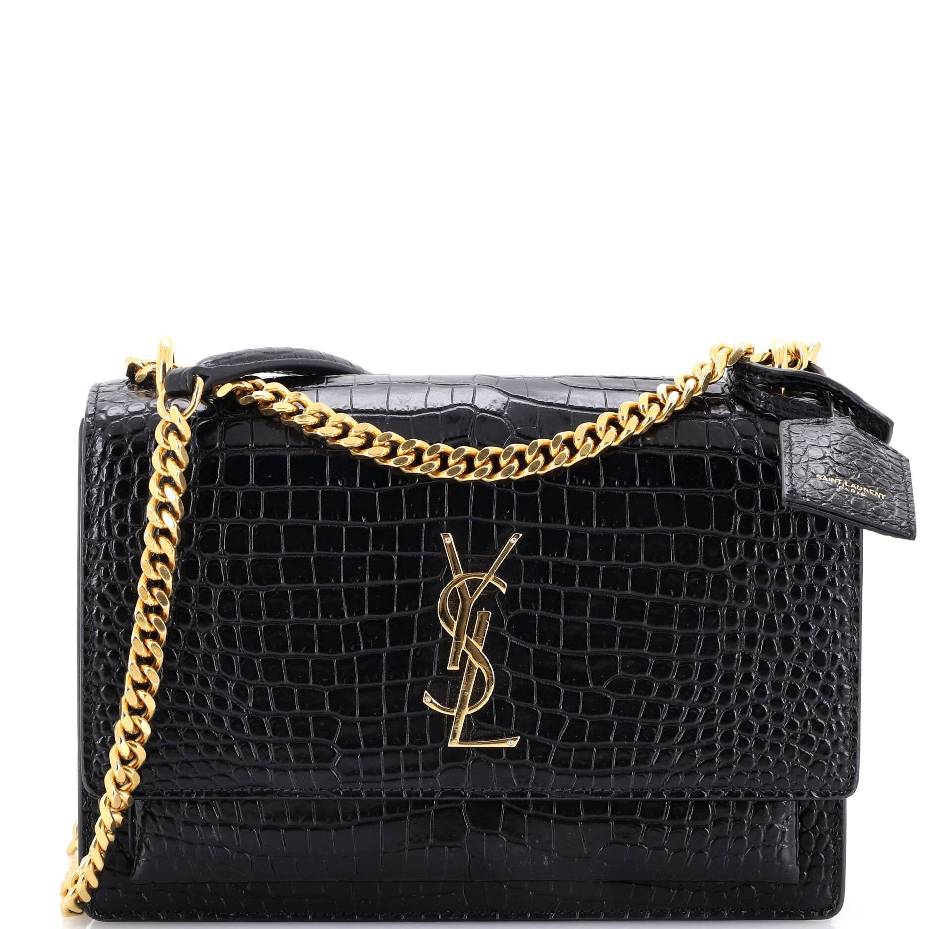 Sunset Crossbody Bag Crocodile Embossed Leather Medium