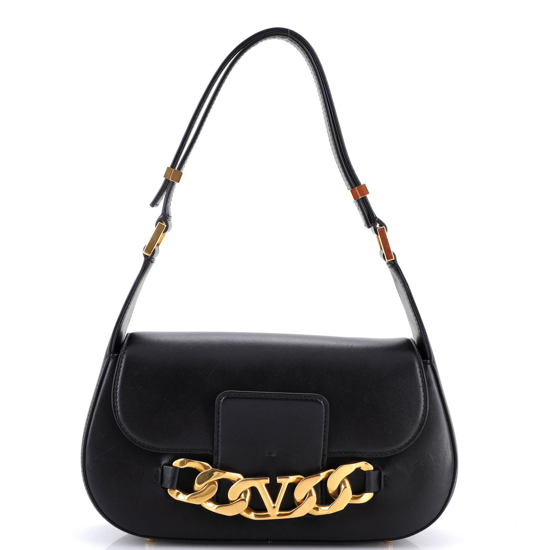 VLogo Chain Flap Shoulder Bag Leather Medium