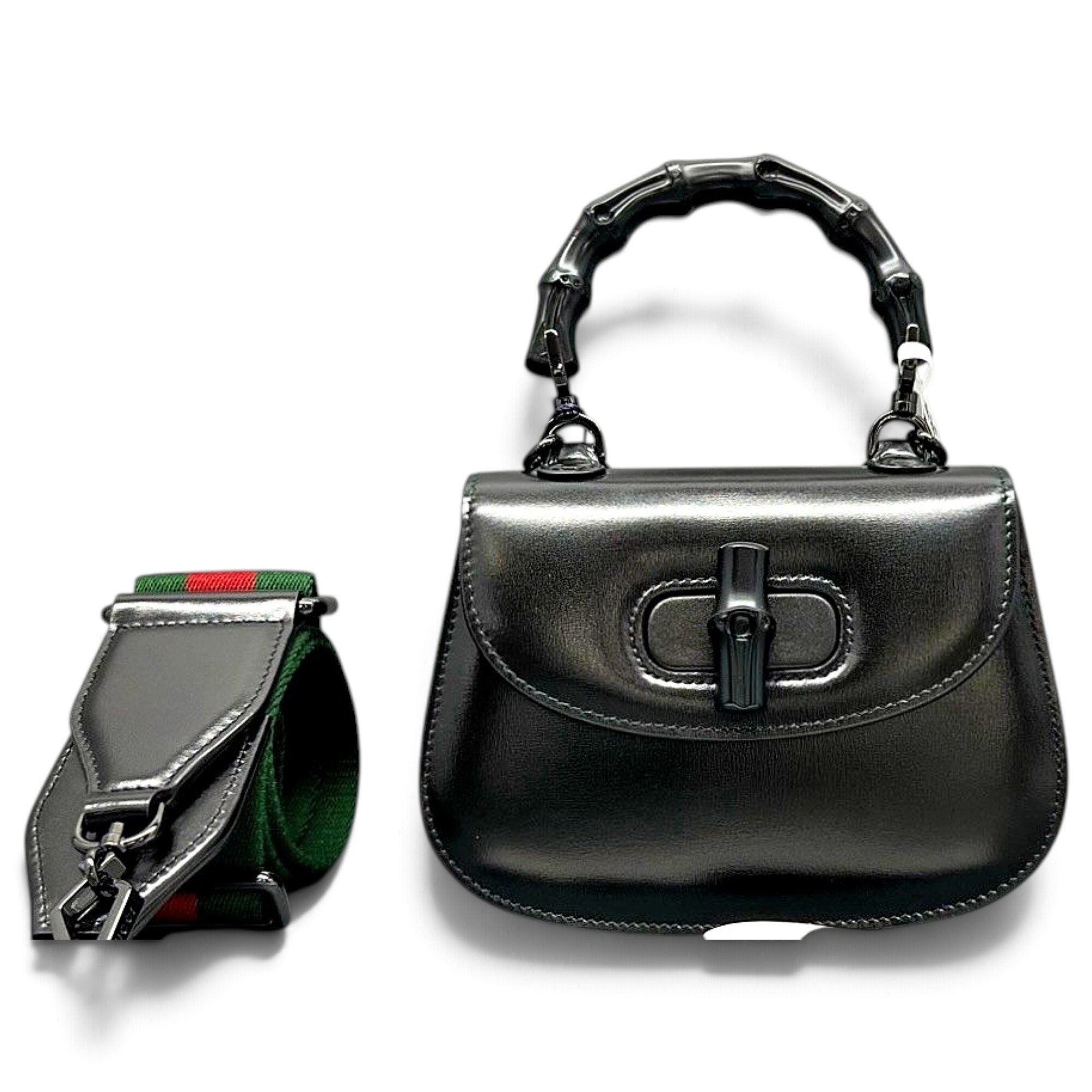 Convertible Bamboo Top Handle leather handbag