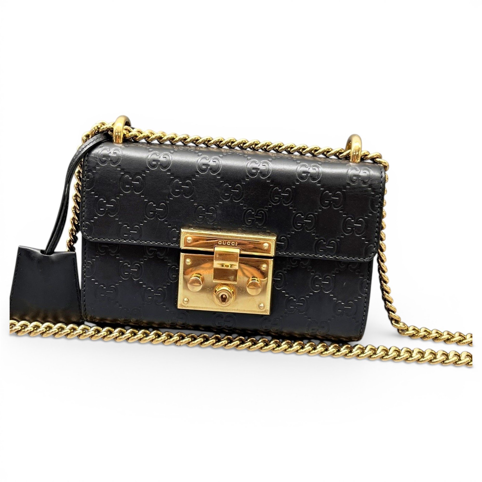 Padlock leather handbag