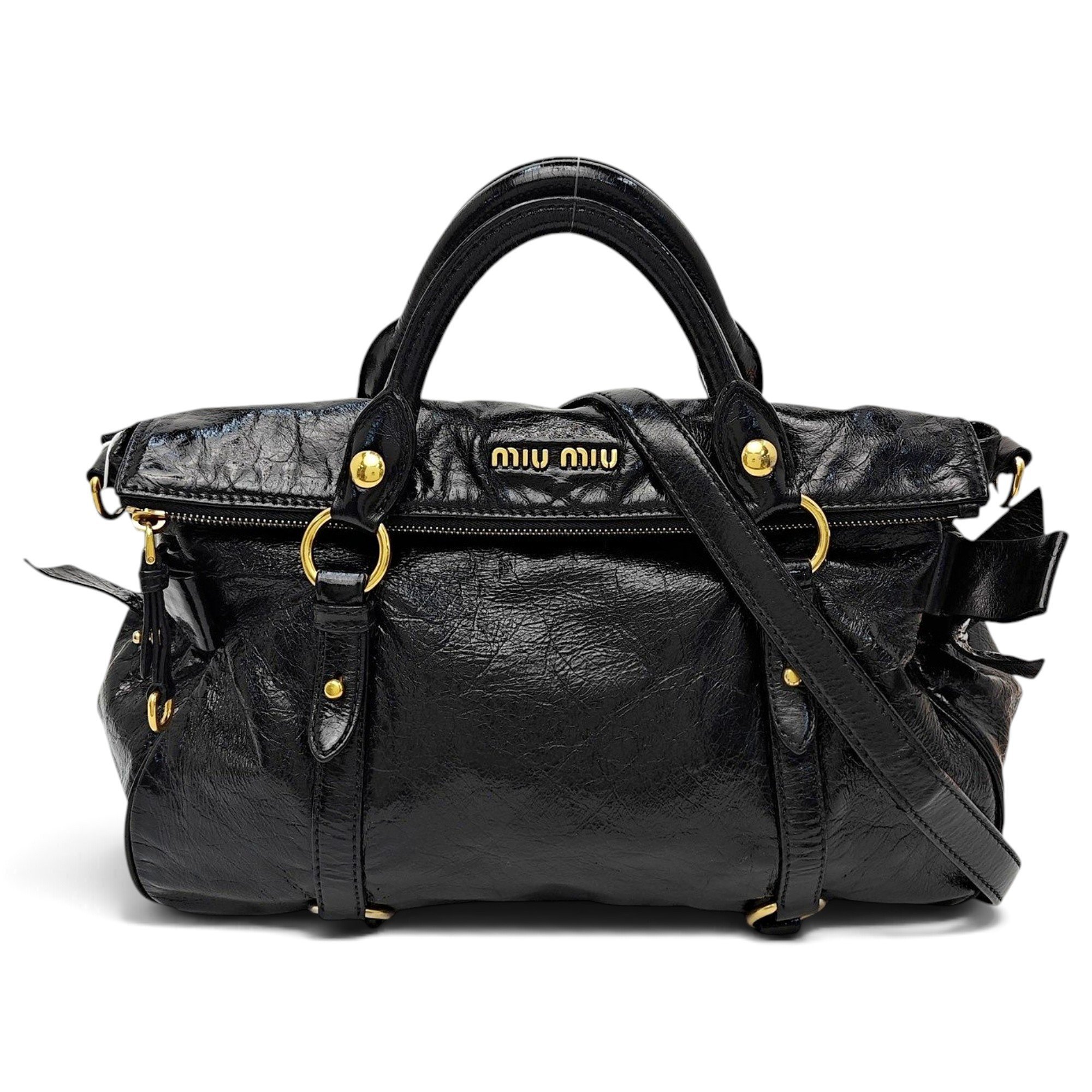 Bow bag leather handbag