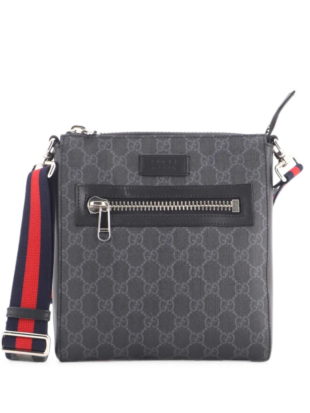 Web Strap Front Zip Messenger Bag GG Coated Canvas Small crossbody bag