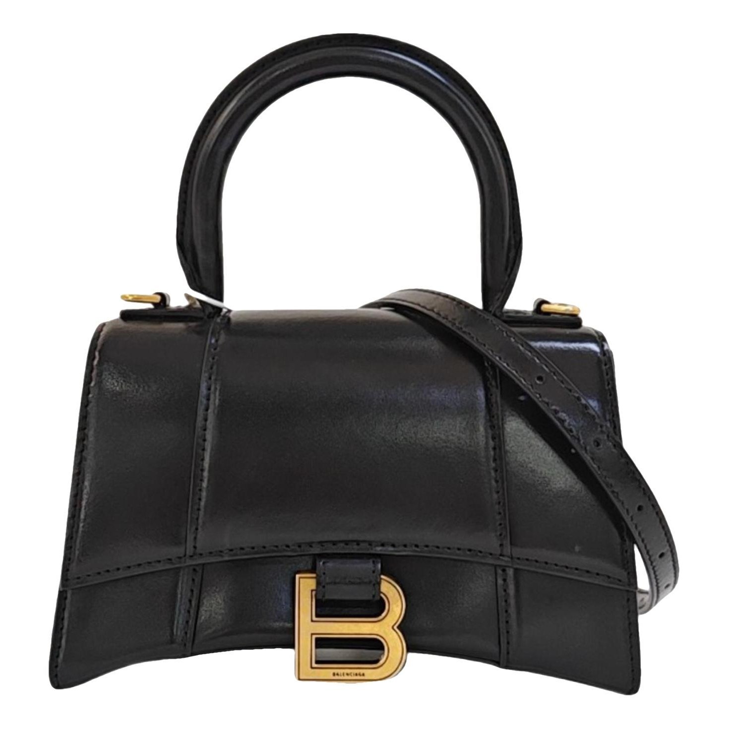 Hourglass leather handbag