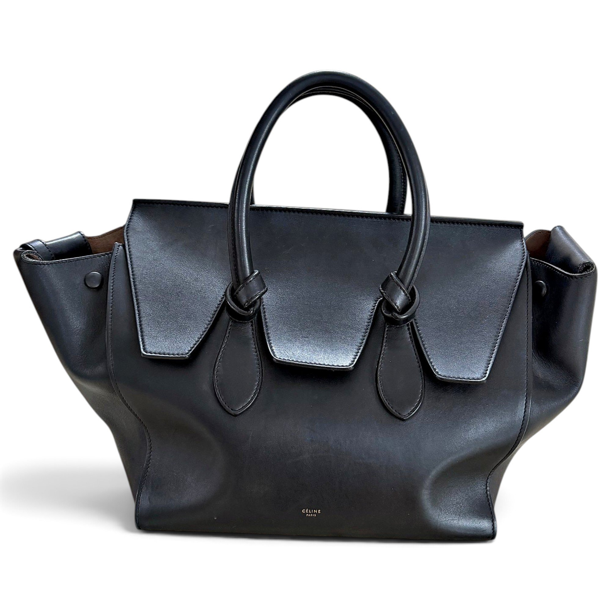 Tie leather handbag