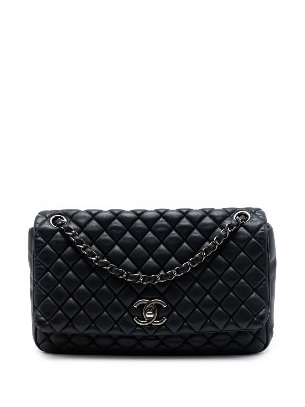 2012-2013 Large Quilted Iridescent Calfskin New Bubble Flap shoulder bag