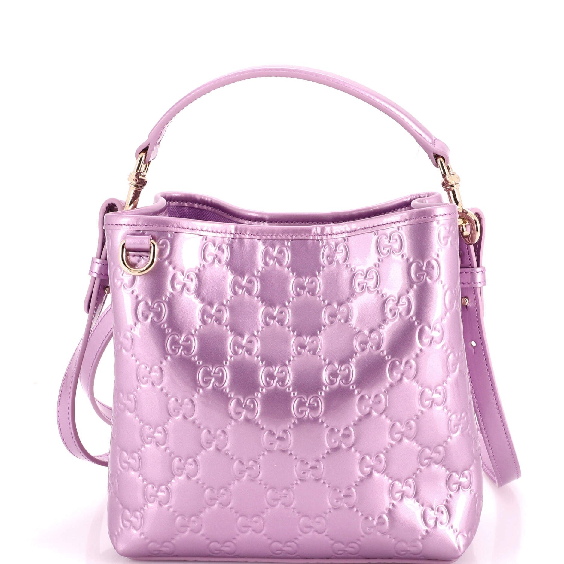 Emblem Bucket Bag GG Embossed Patent Small