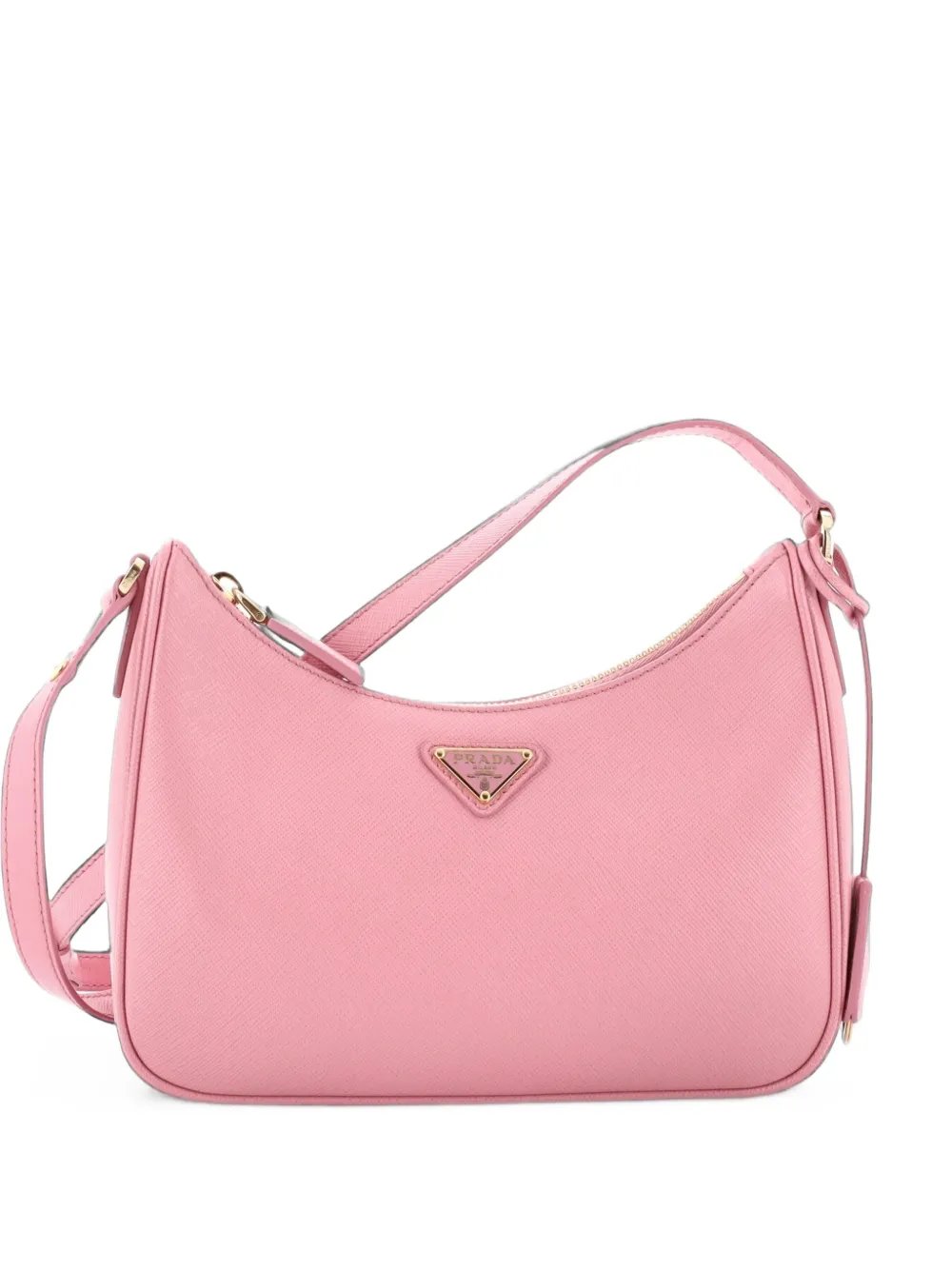 Adjustable Handle Zip Saffiano Leather Mini hobo bag