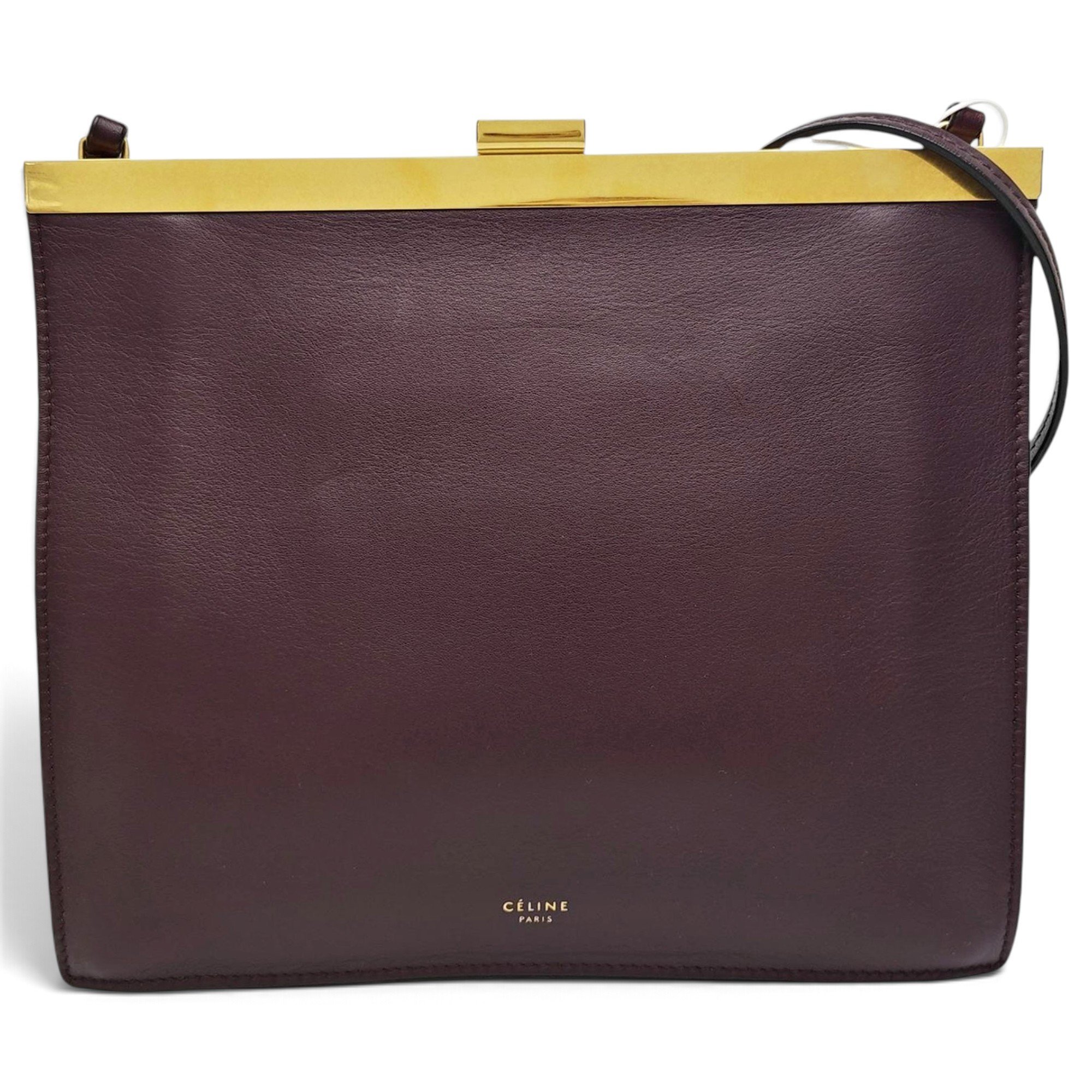 Clasp leather handbag