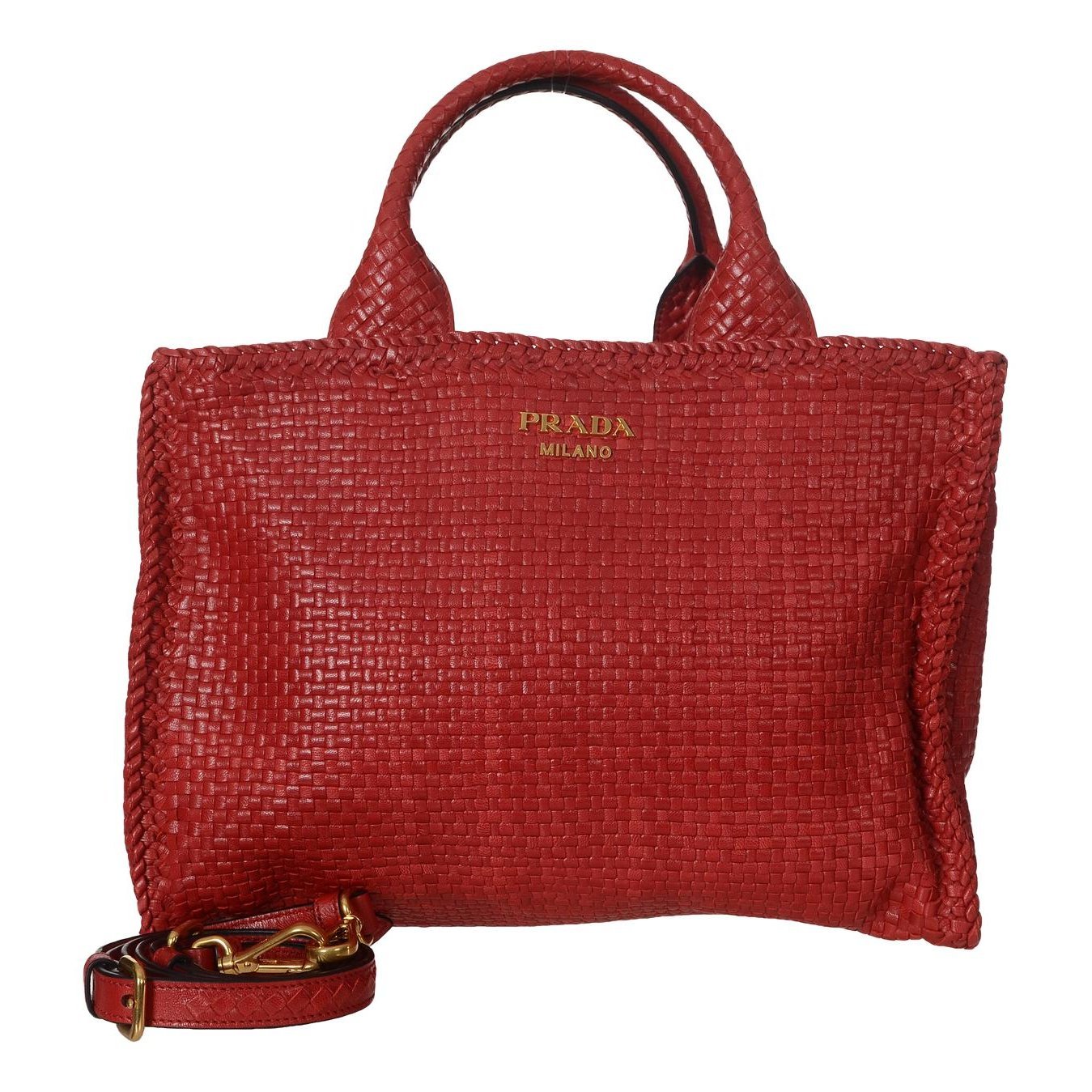 Madras leather tote