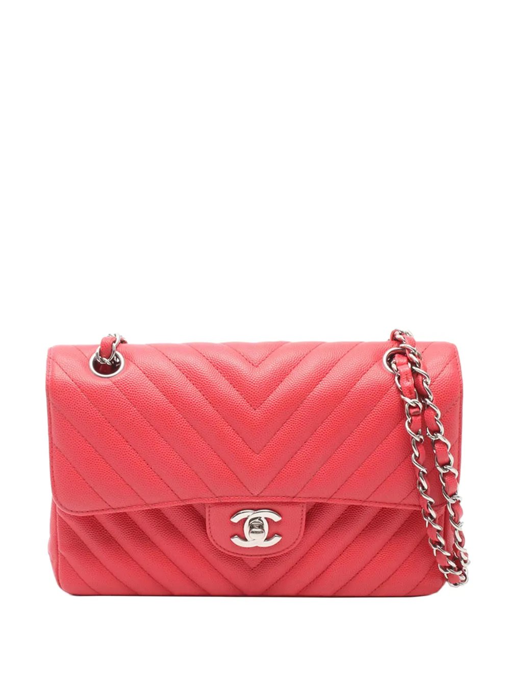 2018 Medium Classic Chevron Caviar Double Flap shoulder bag