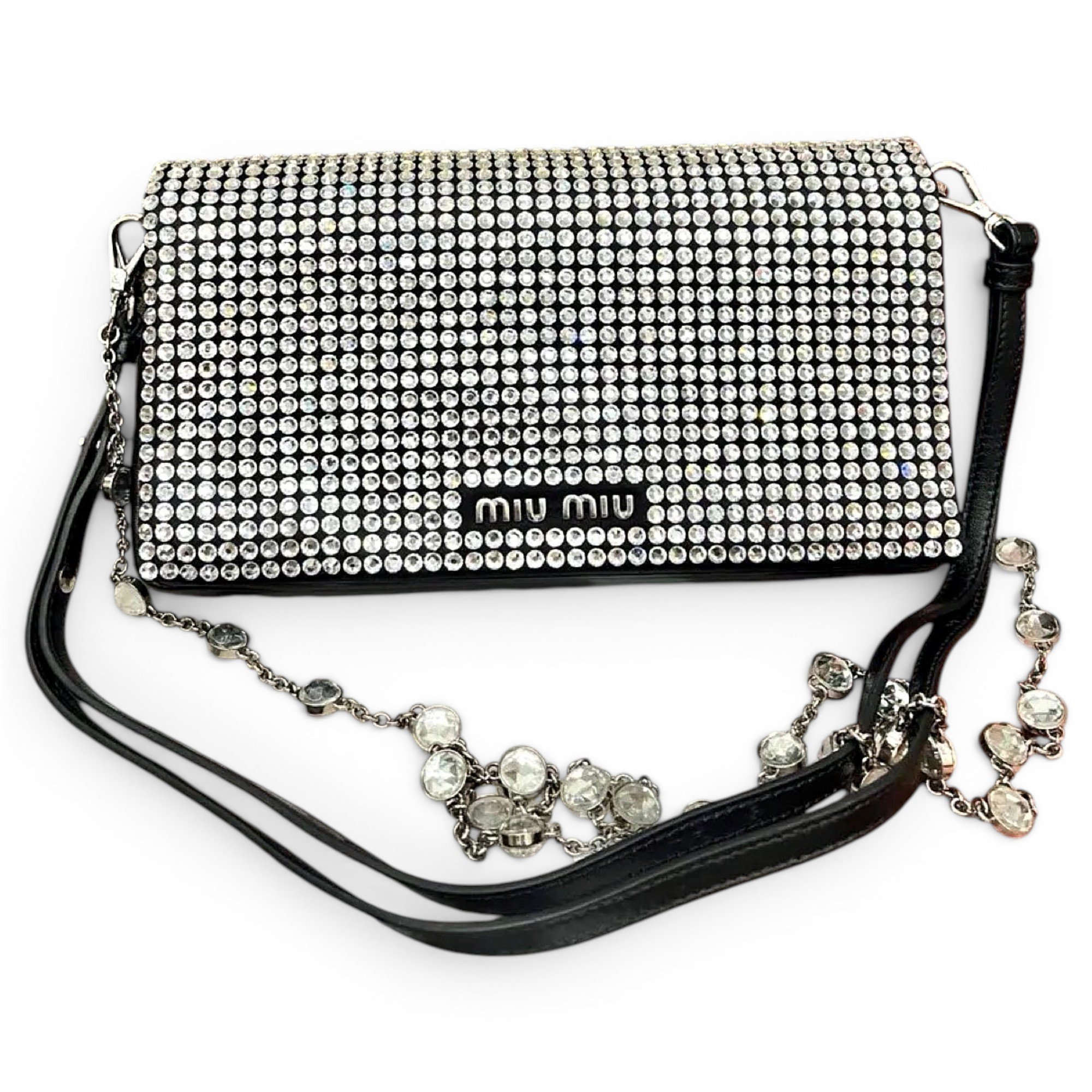 Miu Crystal leather crossbody bag