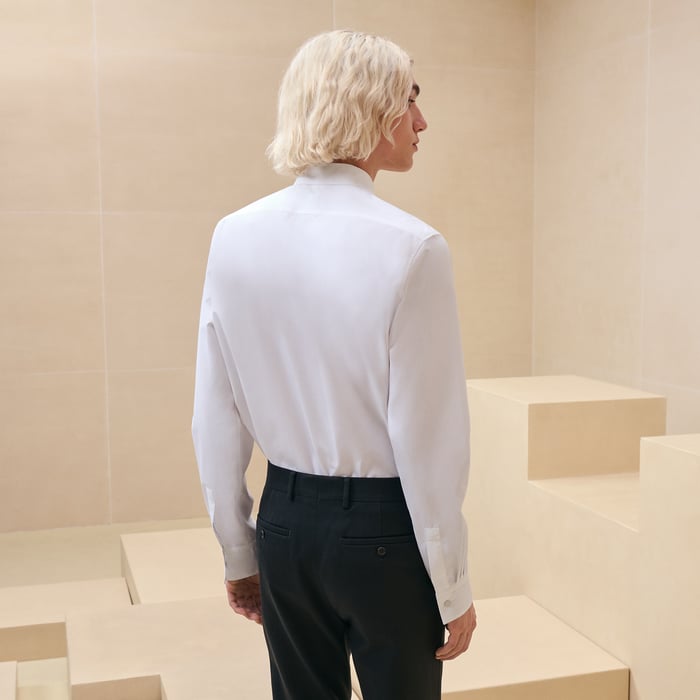 Blanc Fitted Shirt With Louis Collar