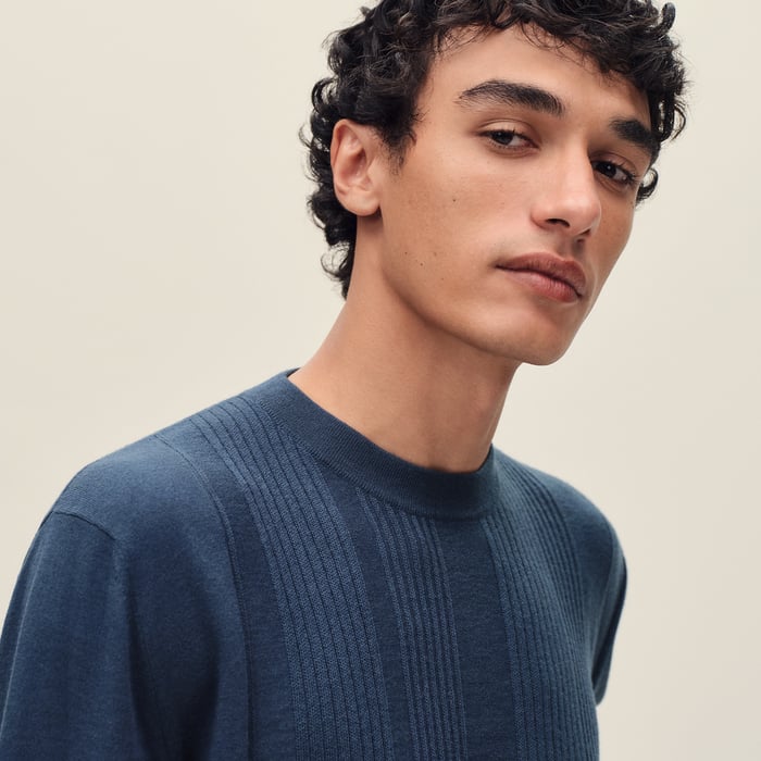 Indigo "H Vibration" Crewneck Sweater