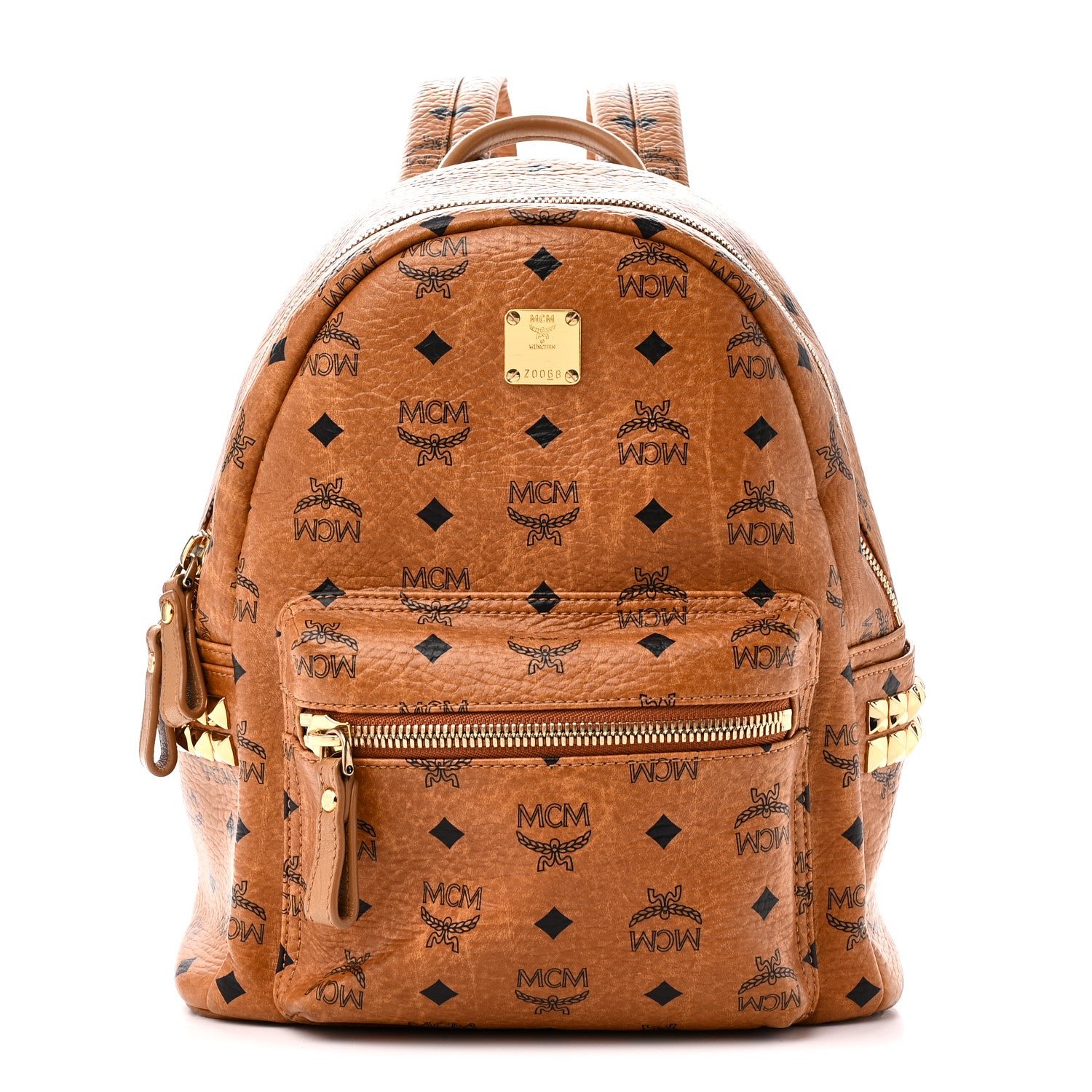 MCM MCM Visetos Small Side Stud Stark Backpack Cognac
