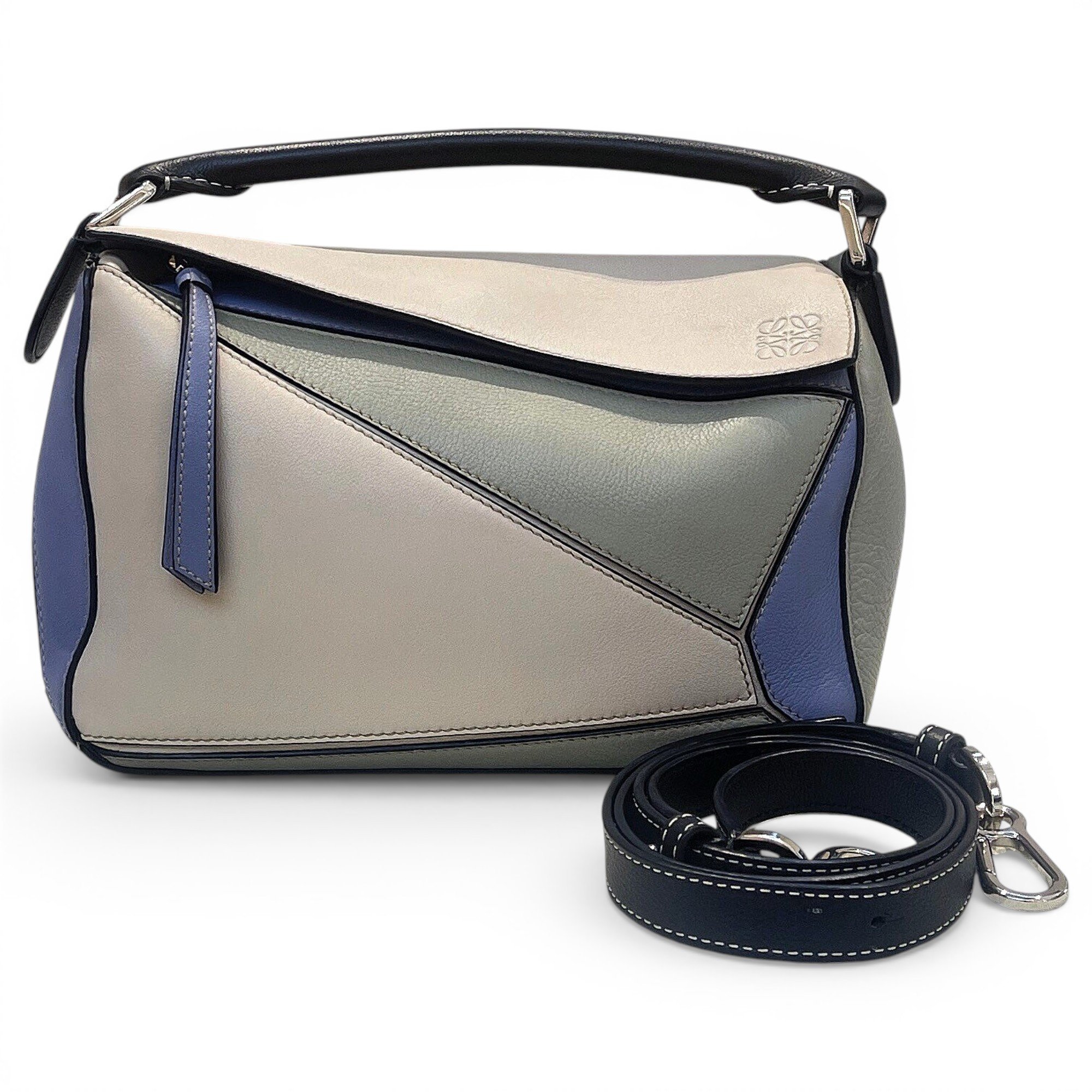 Puzzle leather handbag
