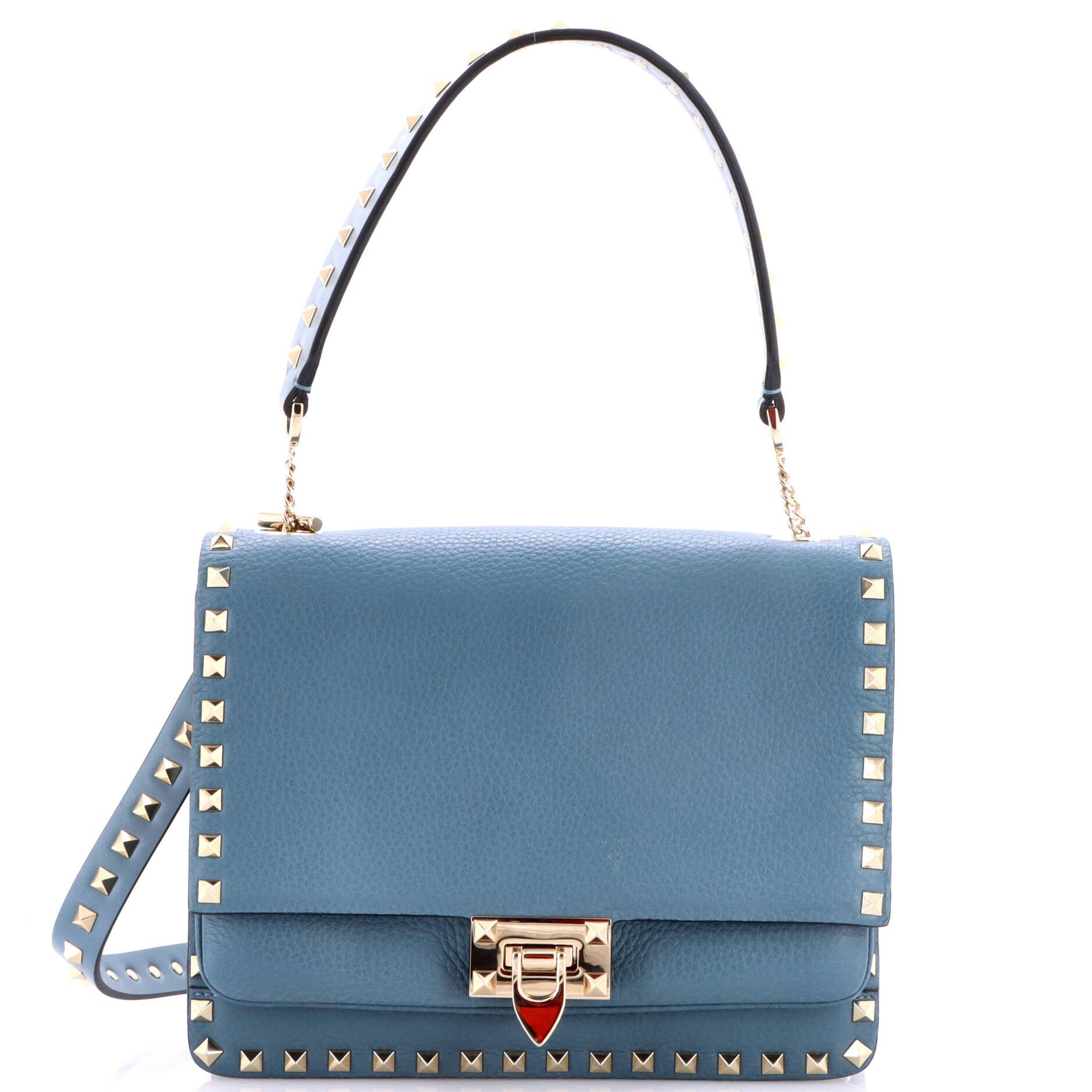 Rockstud Flip Lock Flap Top Handle Bag Leather Small