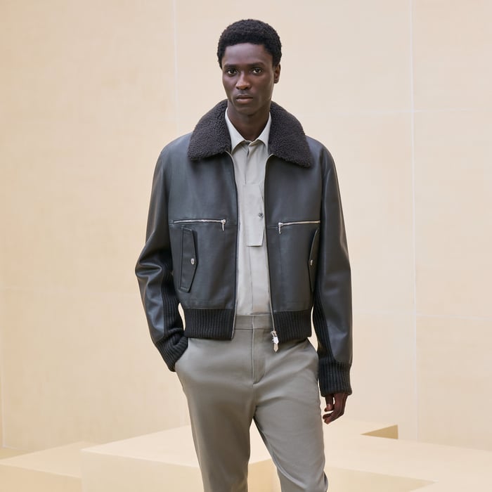Kaki Rib-trim Jacket