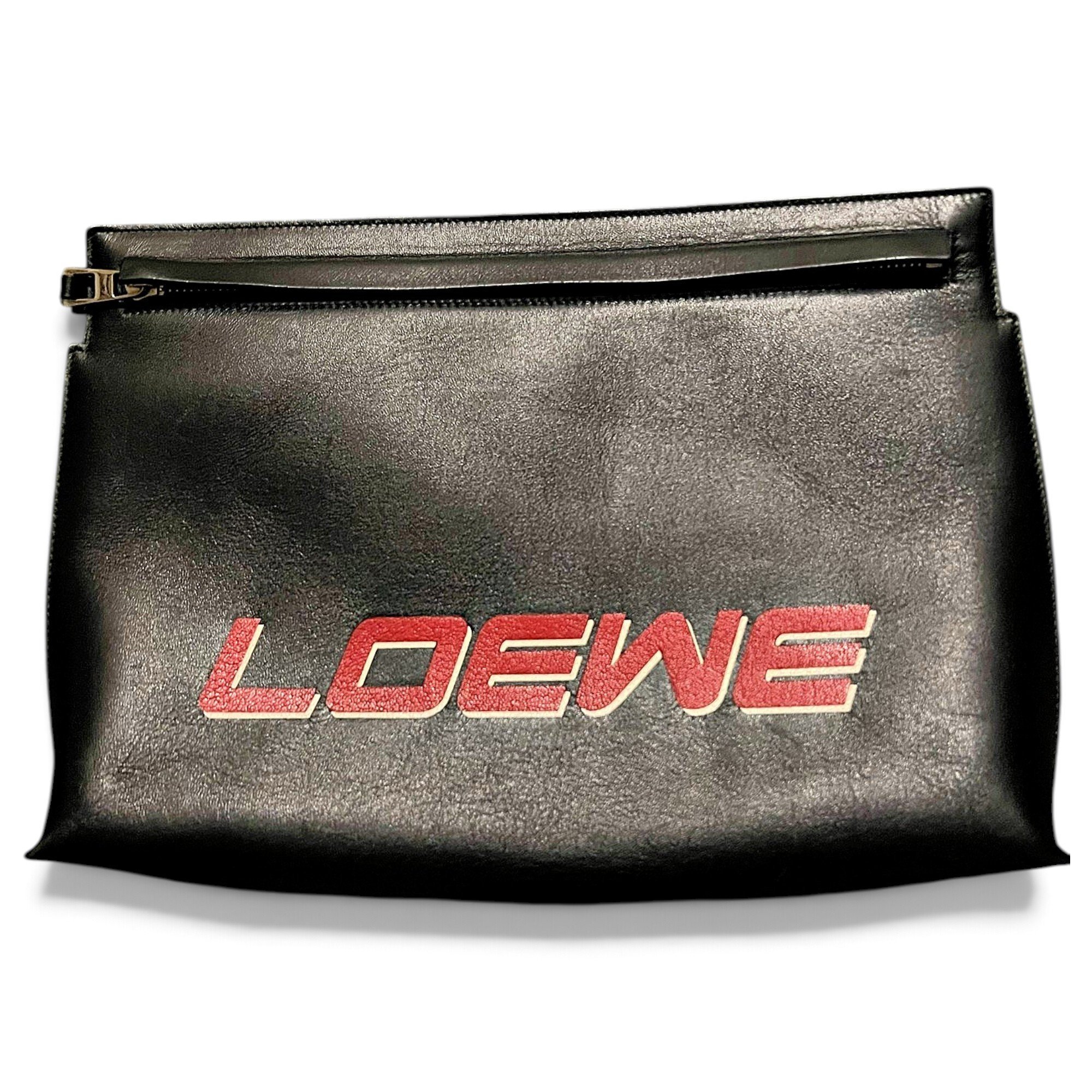 T Pouch leather clutch bag