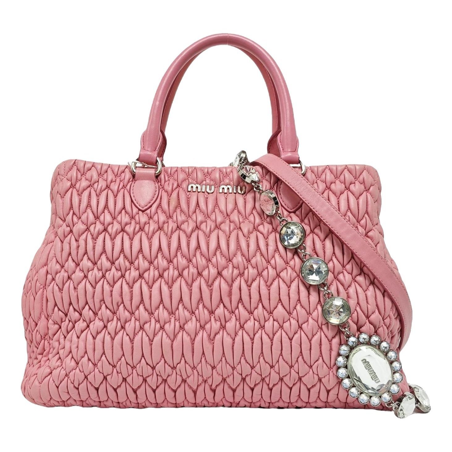 Miu Crystal leather handbag