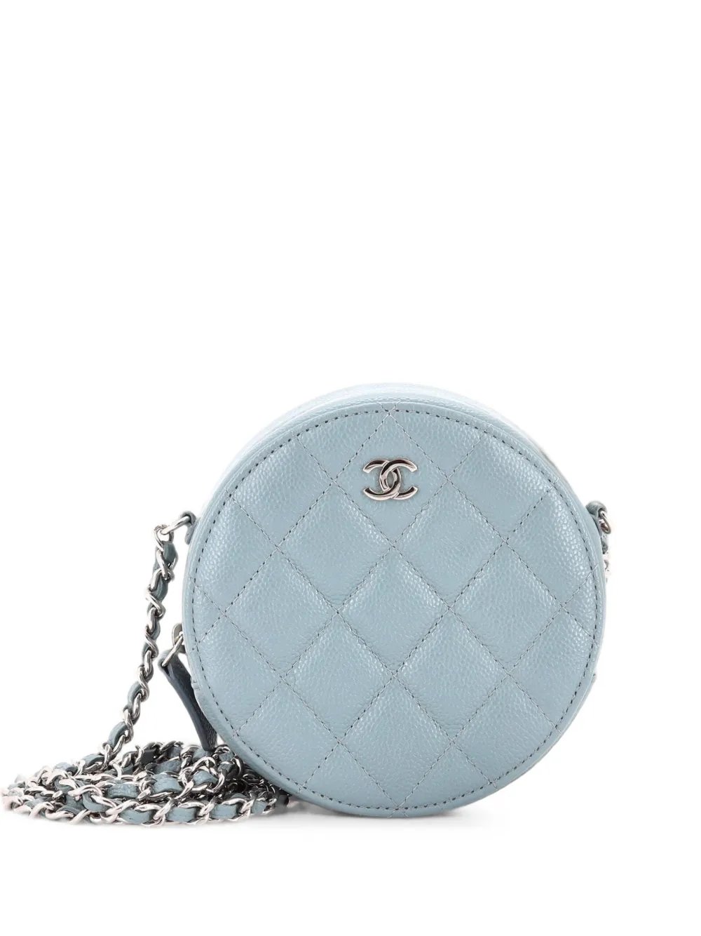 Round Clutch with Chain Quilted Caviar Mini crossbody bag