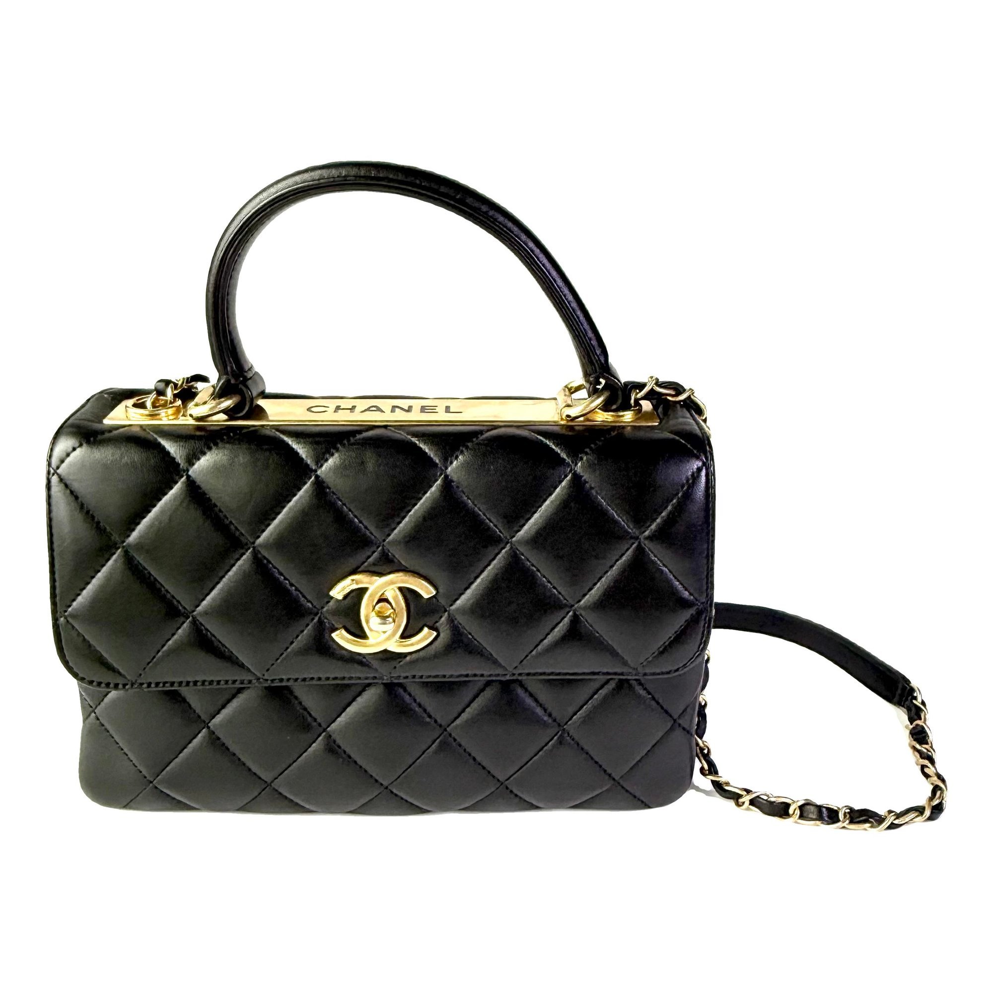 Trendy CC Top Handle leather handbag