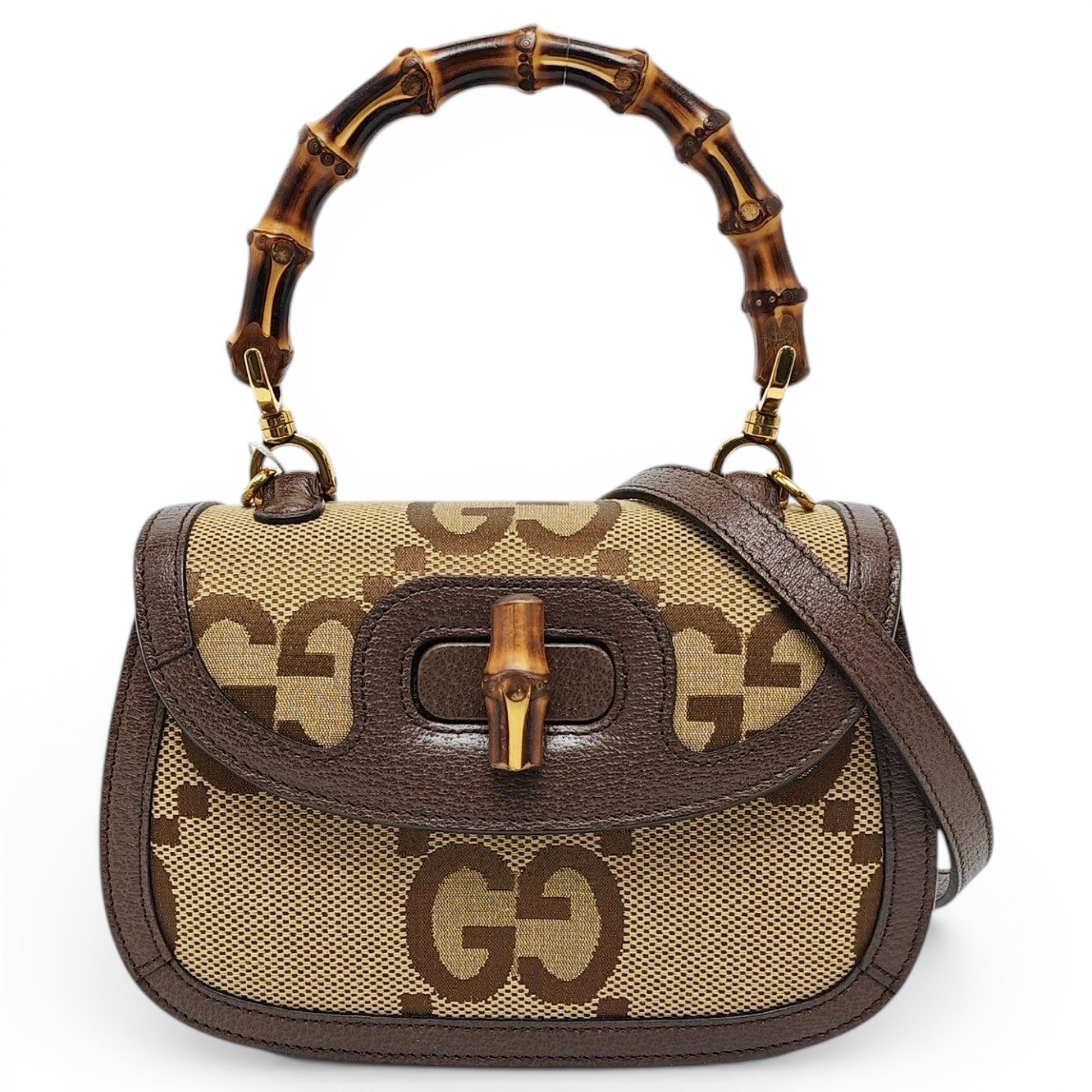 Convertible Bamboo Top Handle leather handbag