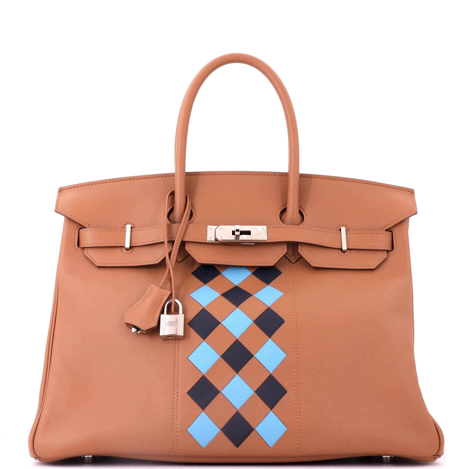 Birkin Handbag Tressage Brown Swift and Palladium Hardware 35