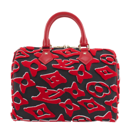 Louis Vuitton Black and Red Tufted Monogram Canvas Speedy Bandoulière 25 and Strap with Gold Tone Hardware