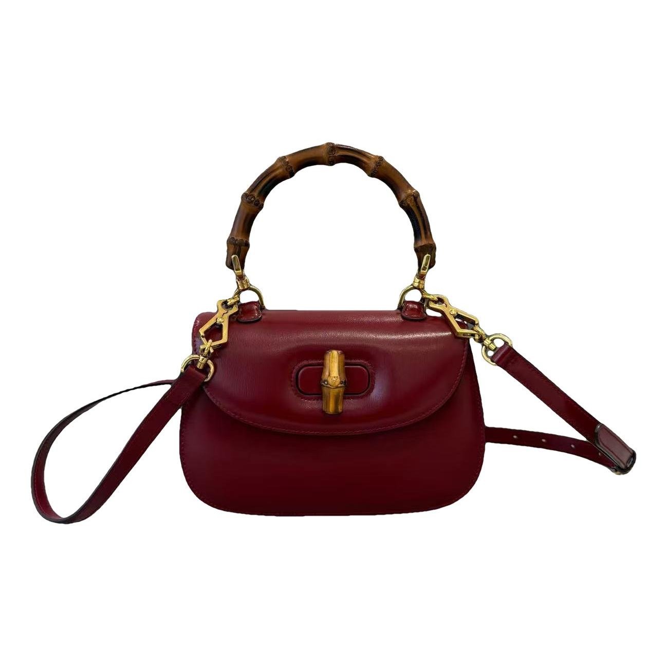 Convertible Bamboo Top Handle leather handbag