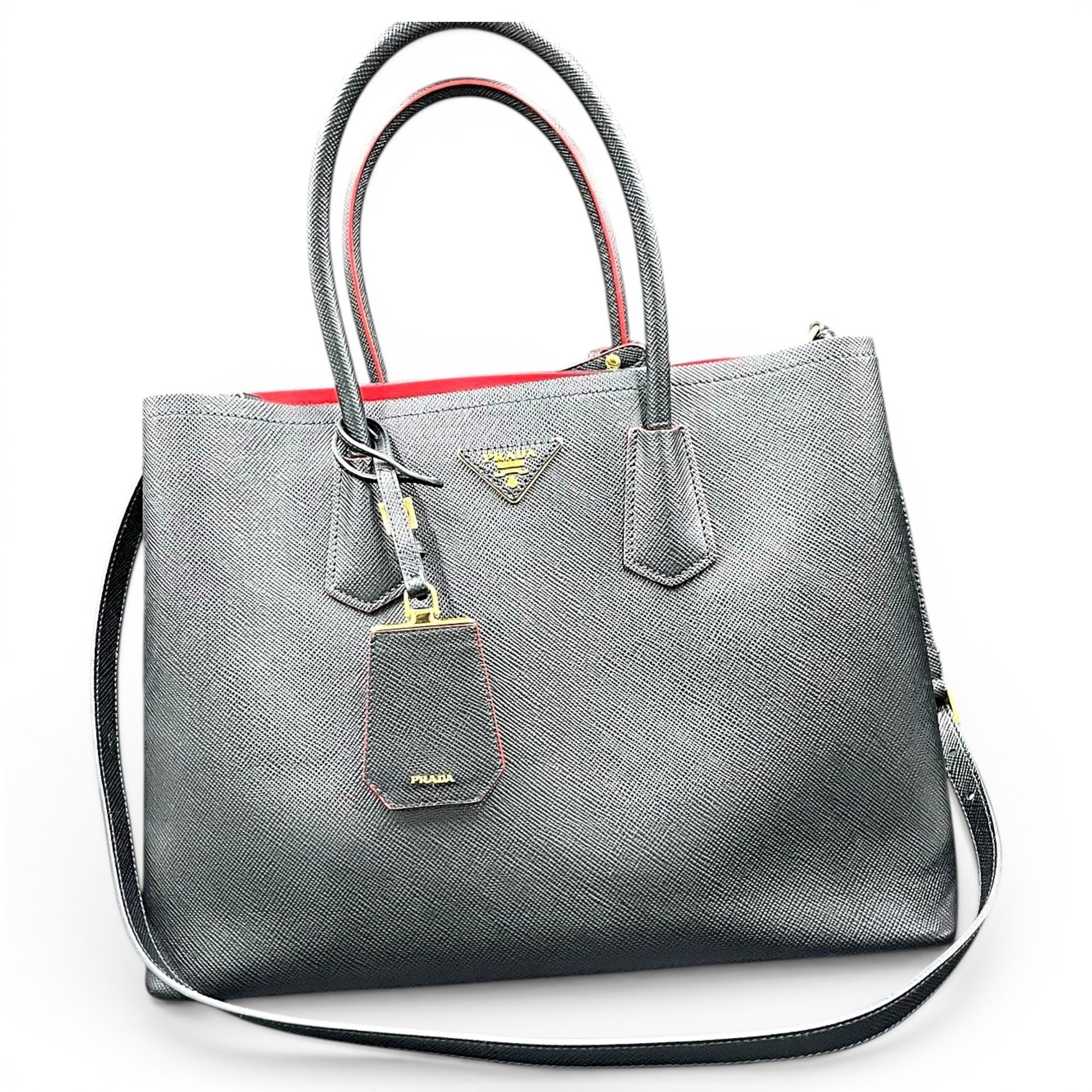 Double leather handbag
