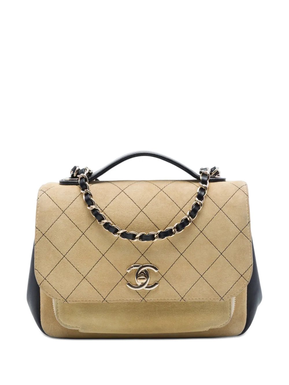 2016-2017 Medium CC Quilted Suede Business Affinity Flap satchel