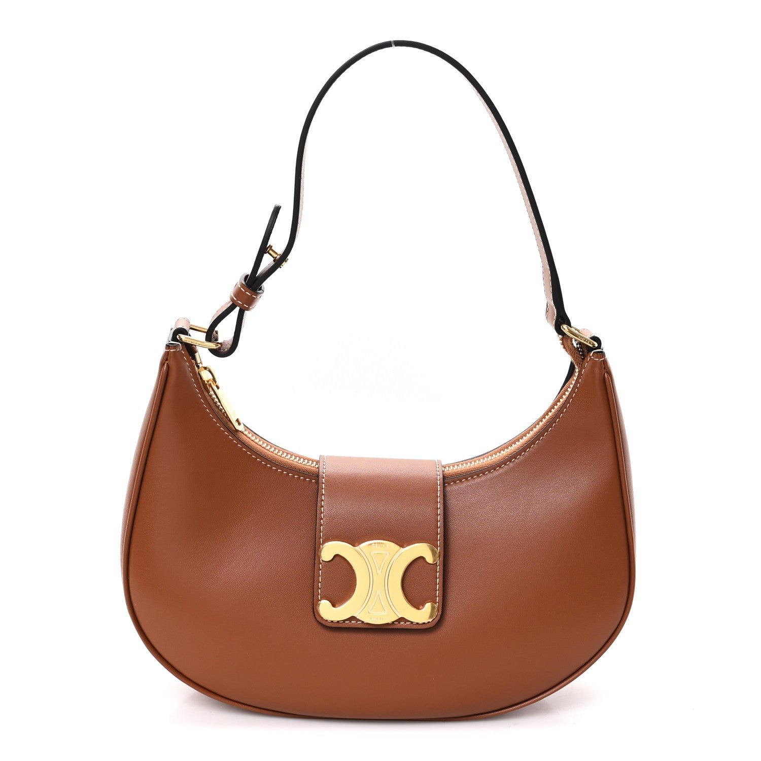Celine Smooth Calfskin Medium Strap Ava Triomphe Shoulder Bag Tan