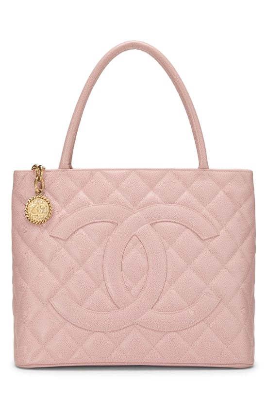 Pink Quilted Caviar Medallion Tote