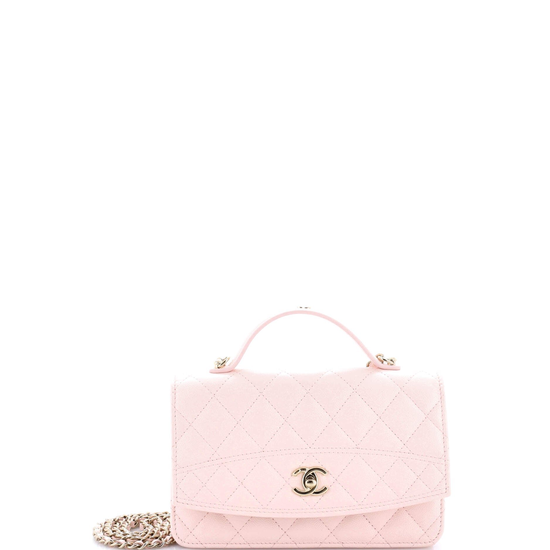CC Turnlock Top Handle Wallet on Chain Quilted Caviar