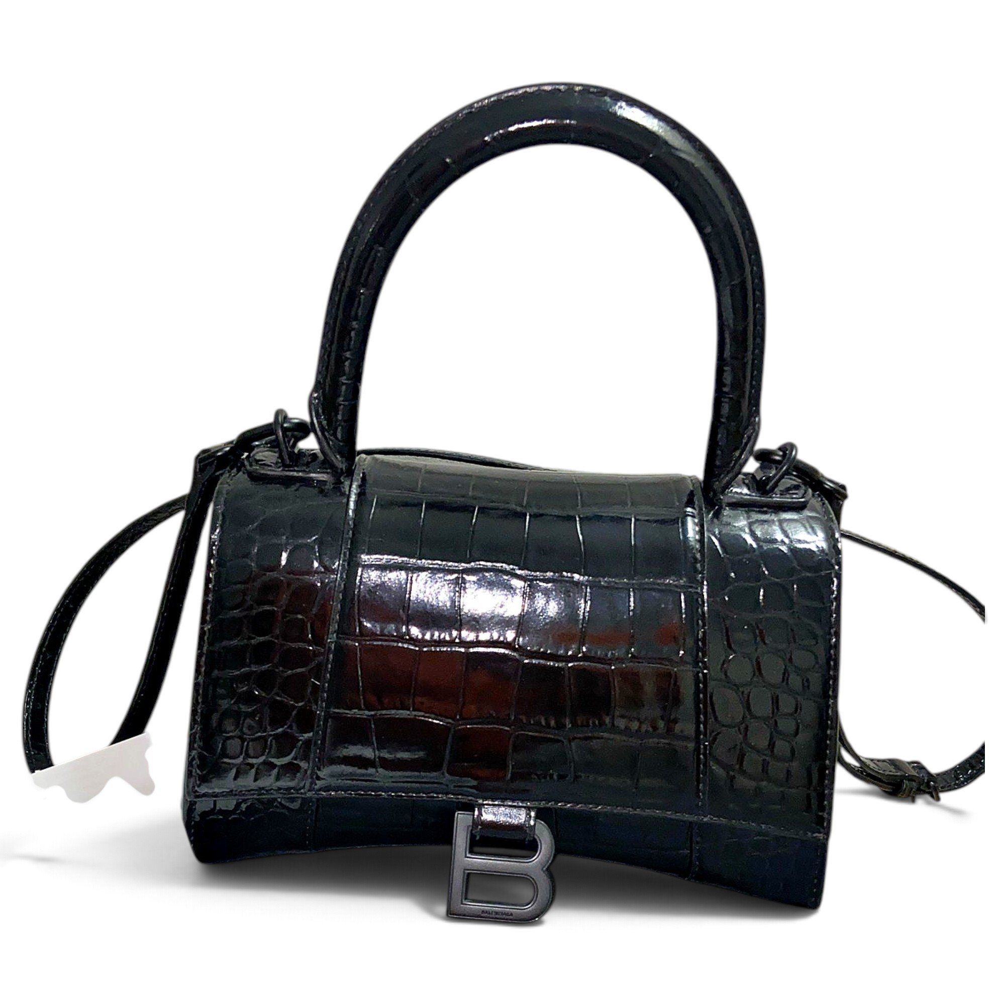 Hourglass leather handbag