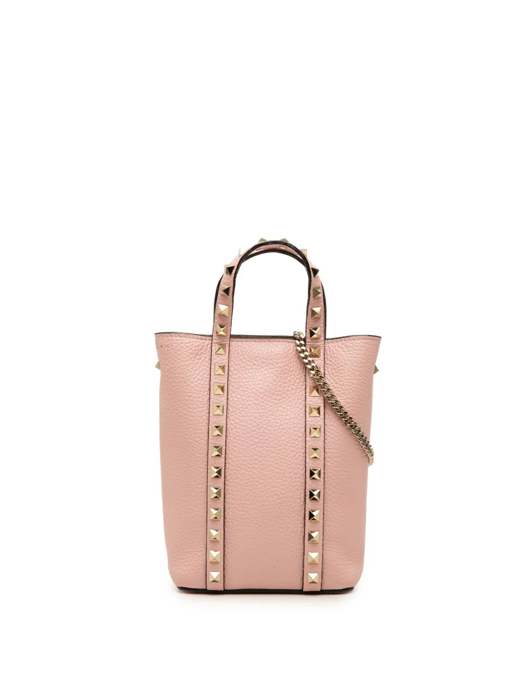 2018-2026 Pebbled Calfskin Rockstud Chain Tote satchel