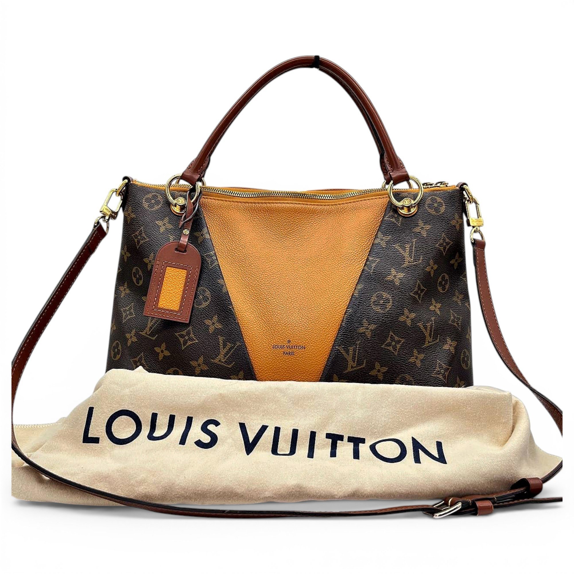 Tote V leather handbag
